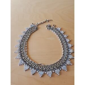 Stella & Dot White Crystals Multi Strand Necklace – Silver Tone 5-in-1 $199